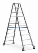 Aluminiowa drabina wolnostojąca z możliwością wchodzenia z obu stron. Aluminiowa drabina wolnostojąca z możliwością wchodzenia z obu stron.